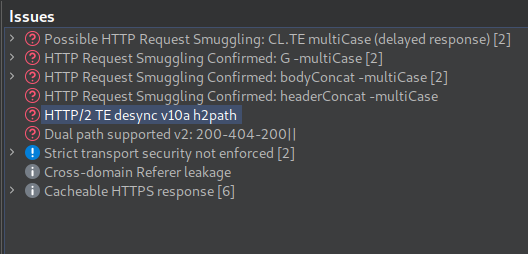 HTTP Request Smuggler Results