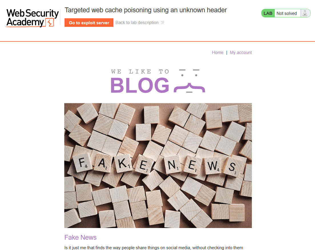 Targeted web cache poisoning using an unknown header - Portswigger